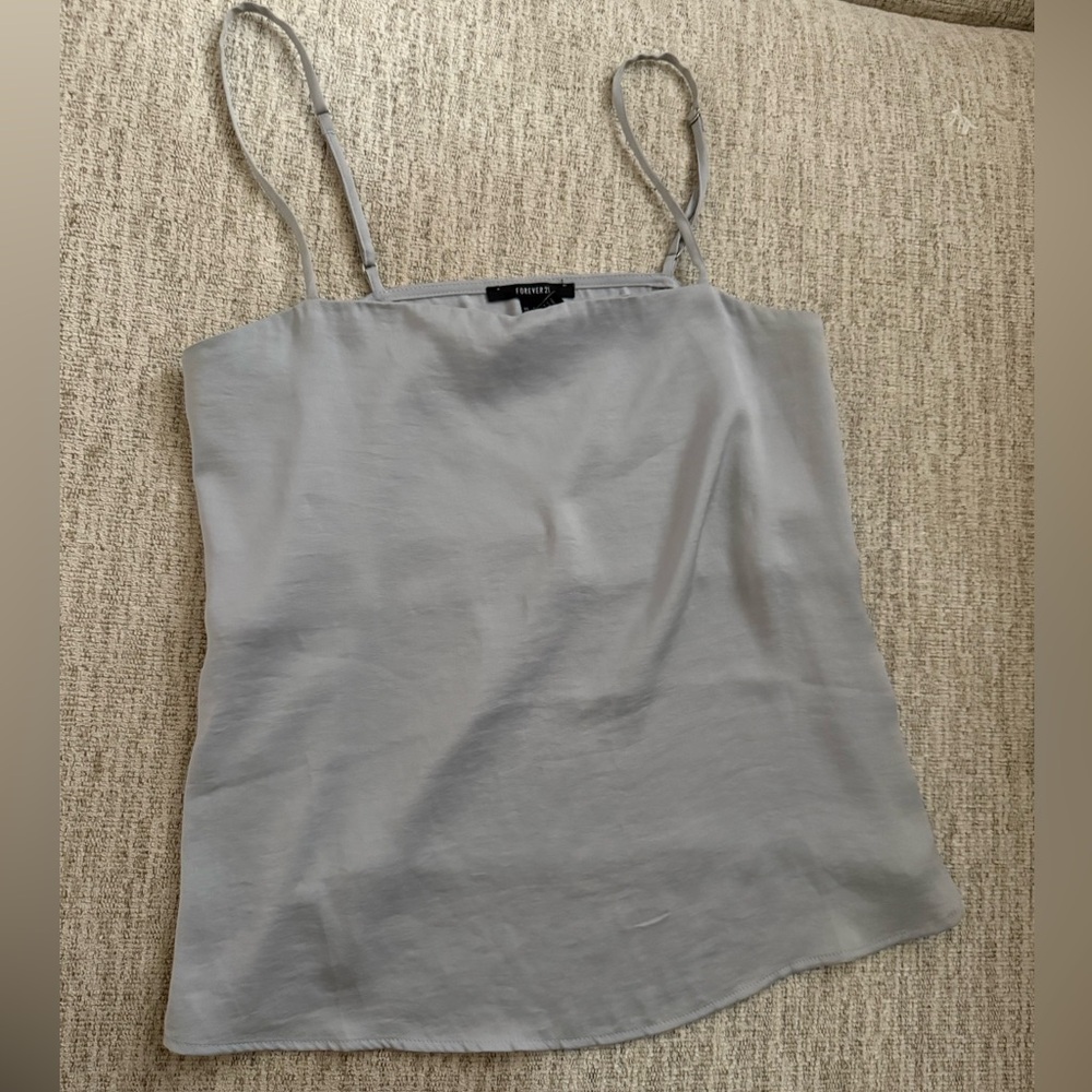Women’s small tank top silver/grey satin texture - forever 21 - Cowl Neck Cami